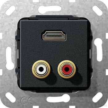 Gira 567310 HDMI Cinch Audio Gender Changer Einsatz Schwarz matt