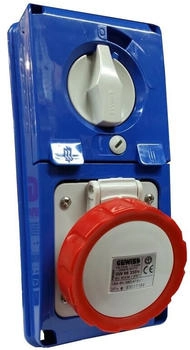 Gewiss Guys GW66330N Vertikale Steckdose ohne Boden mit Drehschalter und Sicherungshaltersockel IP67 6 Referenz 3P+E-Pol 380V-415V 16 A 50 Hz/60 Hz Rot