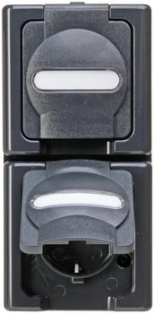 Kopp 131415009 Blue Elec. Schutzkontakt-Steckdose 2-fach senkrecht Aufputz IP44