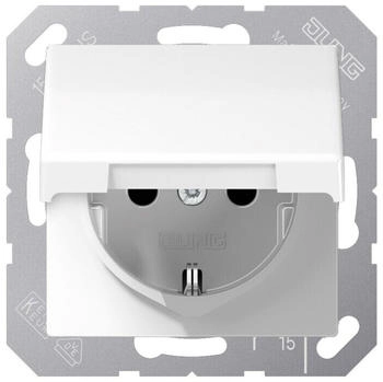 Jung SPAS1520KLWW SCHUKO-Steckdose Safety+ mit Klappdeckel Duroplast antimikrobiell Alpinweiß