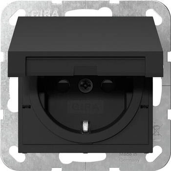 Gira SCHUKO-Steckd. KD + SP SRK System 55 Schwarz m 4754005