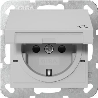 Gira 4754 015 SCHUKO-Steckdose System 55 | Berührungsschutz Klappdeckel Schraubklemmen | grau matt (4754015)