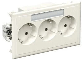 Schneider Electric 5940112 3-fach Steckdose mit Schriftfeld fuer Kanaleinbau CYB-PS perlweiss RAL 1013