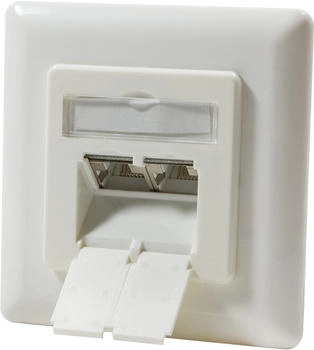 LogiLink Professional NP0021 RJ45 Cat.6A Anschlussdose (Unterputz) 2x RJ45 Stp (Vollgeschirmt) mit 40° Auslass