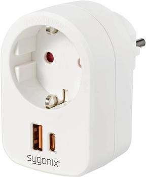 Sygonix Zwischensteckdose mit USB Weiß