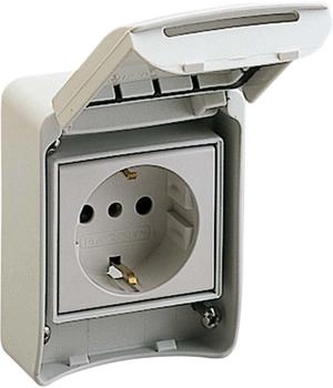 Schneider Electric Anbausteckdose Schuko 2P+E 10/16A 230V/250V IP65 grau (81141)