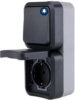 REV-Ritter AquaStorm Kombination Aus-/Wechselschalter mit Steckdose senkrecht Aufputz grau (0004860400)