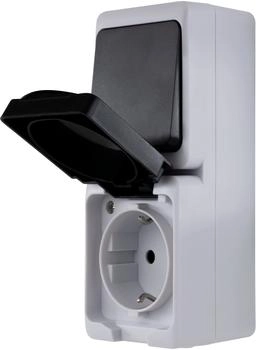 REV-Ritter AquaMini Feuchtraum Steckdose mit Aus-/Wechselschalter, IP54, Aufputz, grau (0003860400)