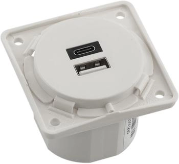 Berker Integro Flow USB Ladesteckdose USB-A/USB-C 2-fach 3A 230V polarwei&szlig; matt (926202509)