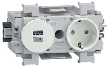 Hager Steckdose 1-fach mit USB-Charger A+C 15W verkehrsweiß (GS16019016)