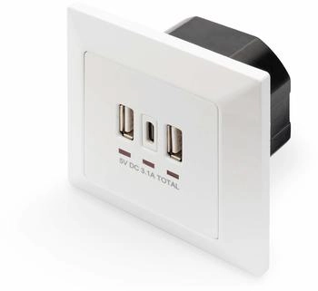 Digitus USB-Ladesteckdose mit 2x USB-A und 1x USB-C 5V 3.1A wei&szlig; (DA-70618)