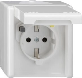 Gira FI-Schutzsteckdose 30 mA mit Klappdeckel und Shutter reinweiß (267730)