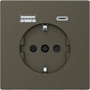 Merten Schuko Steckdose mit USB-Ladeger&auml;t Typ A+C, Moccametallic, System Design (MEG2367-6052)