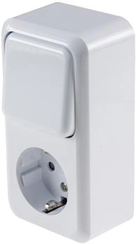 ChiliTec FASKO Kombi Steckdose Schalter, AP, Weiß (23814)
