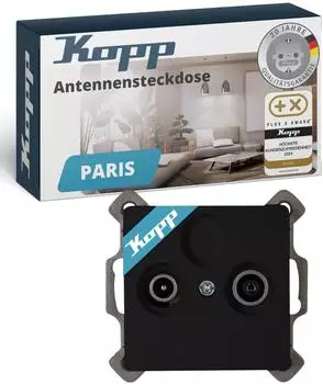 Kopp Antennensteckdose PARIS 2-fach TV Durchgang schwarz matt