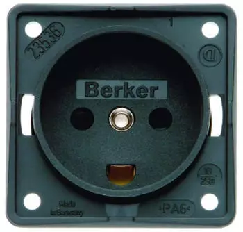 Berker Internationale Steckdose Integro Flow DK anthrazit glänzend