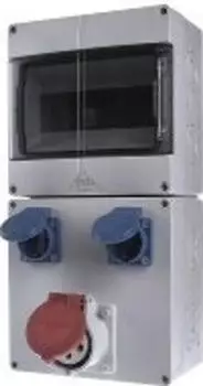 Spelsberg Steckdosenkombination IP44 2xSCHUKO-Steckdosen 1xCEE-Steckdose 16A 9TE grau