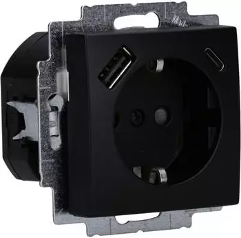 Busch-Jaeger SCHUKO-Steckdose Balance USB-A/C 2,4 A schwarz matt