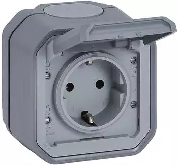 Legrand SCHUKO-Aufputzsteckdose Plexo New 1-fach grau