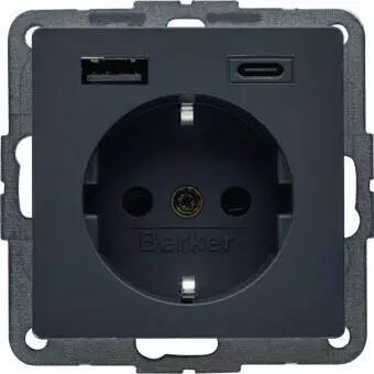 Berker SCHUKO-Steckdose Q.1/Q.3 USB-A/C PD 20 W anthrazit samt