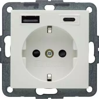 Berker SCHUKO-Steckdose S/B USB-A/C PD 20 W polarwei&szlig; matt