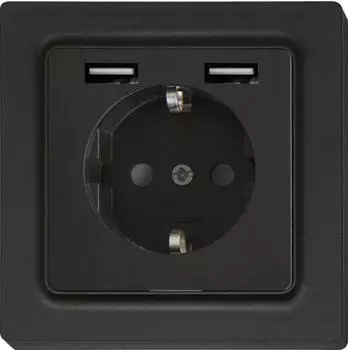 Eltako Schutzkontakt-Steckdose mit 2xUSB-A anthrazit matt