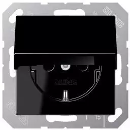 Jung SCHUKO-Steckdose A/AS Klappdeckel Schraubklemmen schwarz