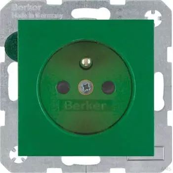 Berker EDV-Steckdose S.1/B.3/B.7 Schutzkontaktstift grün matt