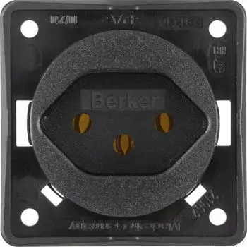 Berker Internationale Steckdose Integro Flow CH Typ 13 schwarz matt