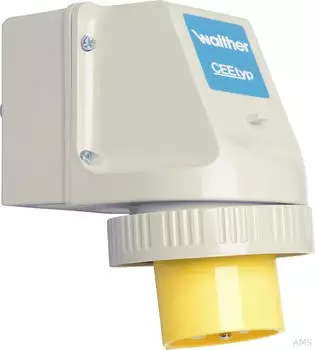 Walther-Werke 618404 Wasserdichter Wandger&auml;testecker zur Innenbefestigung 16A 4P 4h mit je 2 ausbrech. Kabeleinf. oben/unten und ausbrech. Bodeneinf.