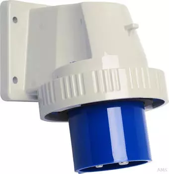 Walther-Werke 639409 Wasserdichter Anbauger&auml;testecker schr&auml;g 32A 4P 9h mit angeschraubtem Flanschgeh&auml;use 75x90mm