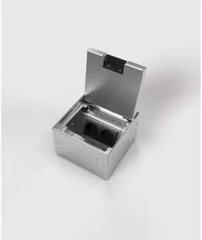 BS Bodensteckdosen 8902BB-2-0 Bodentank 2-fach mit B&uuml;rstenauslass im Deckel 1x Schutzkontaktsteckdose 1x RJ45 2-fach