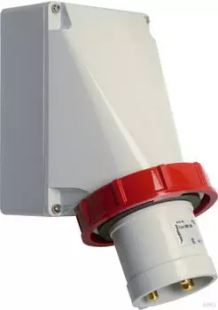 Walther-Werke 668309 Wasserdichter Wandger&auml;testecker zur Au&szlig;enbefestigung 63A 3P 9h mit Kabeleinf. oben und unvernickelten Kontakten