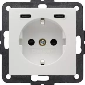 Berker 48158989 Schutzkontakt- / USB C-C 20W S.x/B.x polarwei&szlig; gl&auml;nzend