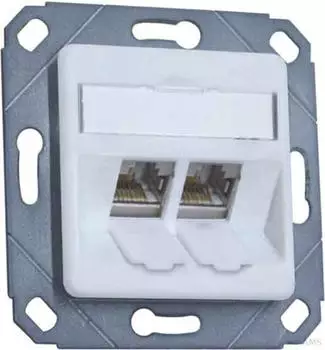 Metz Connect E-DAT Modul Anschlussdose Cat.6A 2×RJ45 Unterputz reinweiß (1309121102-E-90)