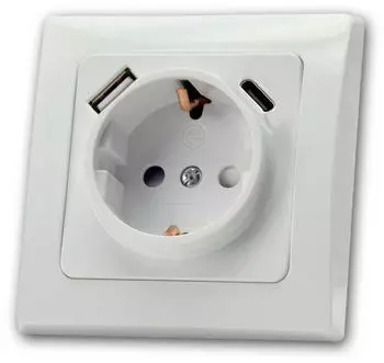 ChiliTec DELPHI Schutzkontakt-Steckdose Unterputz 250V/16A USB-C/PD wei&szlig; (23340)