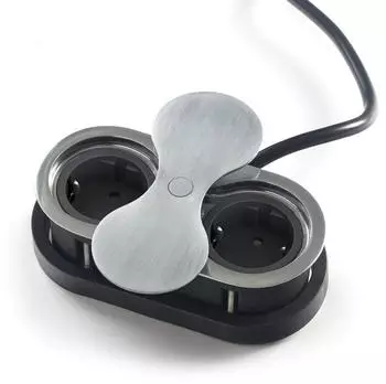 Sotech Einbausteckdose Doppel Schuko Push-to-Open Drehdeckel Edelstahloptik