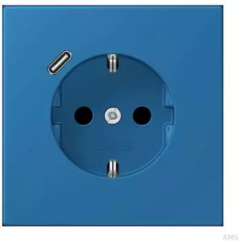 Jung SCHUKO-Steckdose mit USB Typ C, Bleu C&eacute;rul&eacute;en 31 (LC1520-18C211)