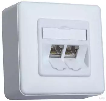 Metz Connect C6Amodul AP Anschlussdose 2-Port 180&deg; Cat6A, wei&szlig; (130B11D20002E90)