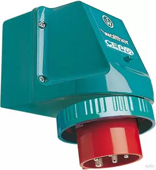 Walther-Werke 7618 Wasserdichter CEPro Wandger&auml;testecker zur Innenbefestigung 16A 5P 6h mit je 2 ausbrechbaren Kabeleinf&uuml;hrungen oben/unten
