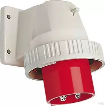 Walther-Werke 639403 Wasserdichter Anbauger&auml;testecker schr&auml;g 32A 4P 3h mit angeschraubtem Flanschgeh&auml;use 75x90mm