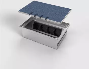 BS Bodensteckdosen 8804T-1-0 Bodensteckdose 4-fach eckig belegbar 7mm aufliegender Deckel aus Edelstahl 4x Schutzkontakt