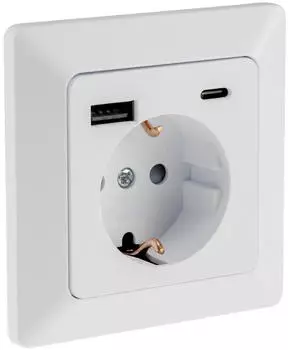 ChiliTec MILOS Schutzkontakt-Steckdose Unterputz USB-A/C PD 3.0 230V/16A Matt Weiß
