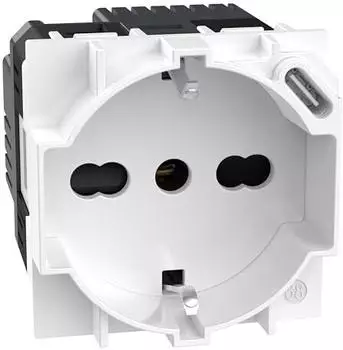 Bticino Living Now Schuko P40 Steckdose mit USB Typ-C, Weiß (KW4140A16USB)