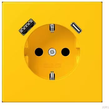 Jung SCHUKO-Steckdose mit USB Typ AC, jaune vif (LC1520-15CA263)