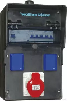 Walther-Werke Vollgummi-Wandverteiler 32A RCD Typ A, CEE 16A, 2 Schuko (6450102)