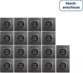 McPower Flair Schutzkontakt-Steckdose mit Rahmen 250V/16A anthrazit matt 18er-Pack (1535190)