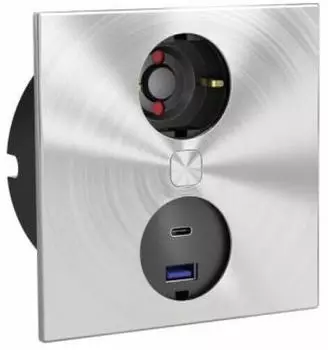 Naber Duplex E Doppel USB A+C Steckdosenelement Schukosteckdose, Edelstahl (7054004)