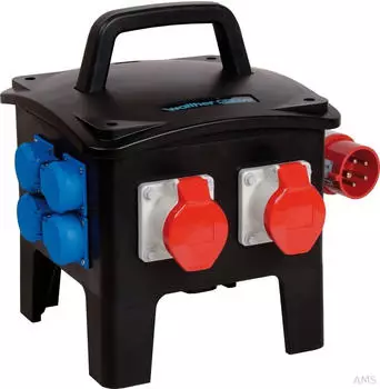 Walther-Werke Tragbare Vollgummi-Steckdosenkombination 32A RCD TypA, 3 MCBs, 2 CEE, 4 Schuko (6490219)