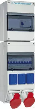 Walther-Werke Steckdosenkombination Kunststoff 63A 2xCEE 32A, 3xSchuko, RCD Typ A (6991203)